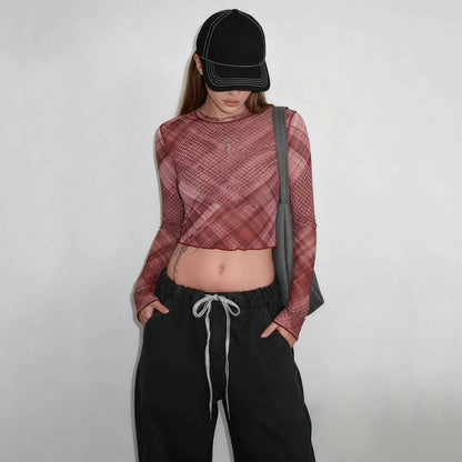 Check Mesh Outerwear Lightweight See-through Top MuddyStock