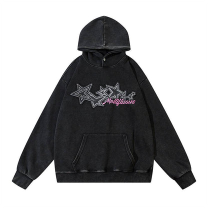 Retro Punk Washing Water Loose Hoodie for Men And Women Black MuddyStock
