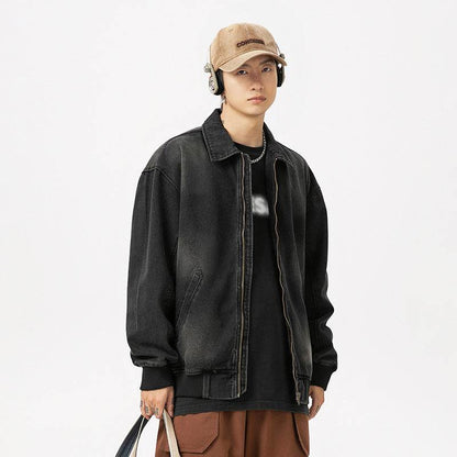 Retro Worn Looking Washed-out Denim Jacket For Men MuddyStock