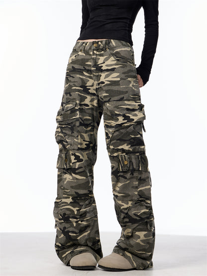 Retro Design Camouflage Cargo Pants For Women