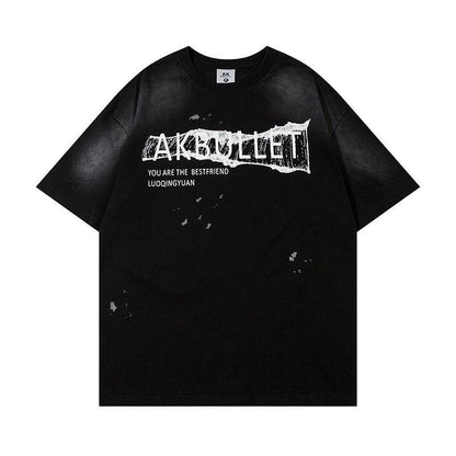 Fashion Loose Cotton Bottoming T-shirt Men Black MuddyStock