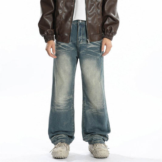 Washed Denim Loose Jeans For Men MuddyStock