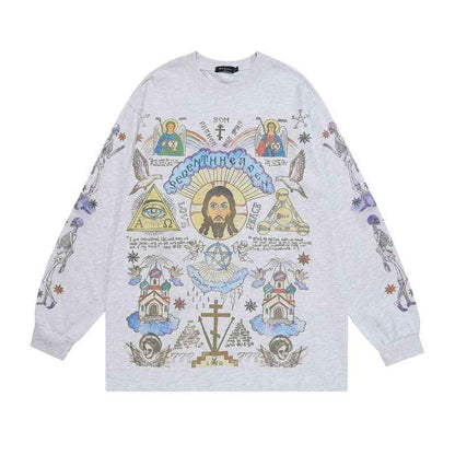 Washed-out Vintage Retro Style Sweatshirt For Men 6024 Gray null