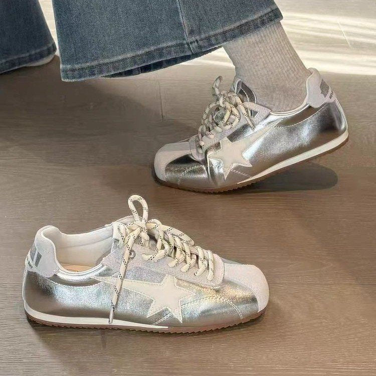 Women's Metallic Silver Retro Dexter Sneakers