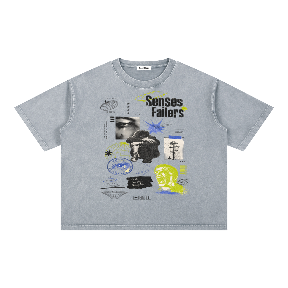 Mineral Wash Boxy Cotton T-Shirt For Men | MuddyStock Originals Light Gray