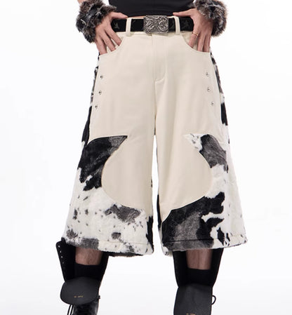 Stitching Milk Fiber Fur Cropped Pants For Men All Products