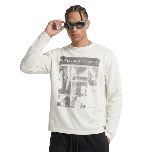Portrait printed loose round neck pullover casual t-shirt for men | MuddyStock Originals