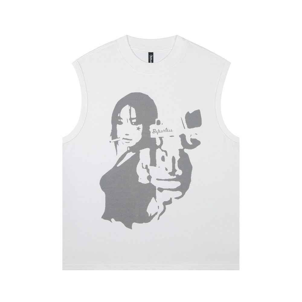 Printed Sleeveless T-shirt For Women null