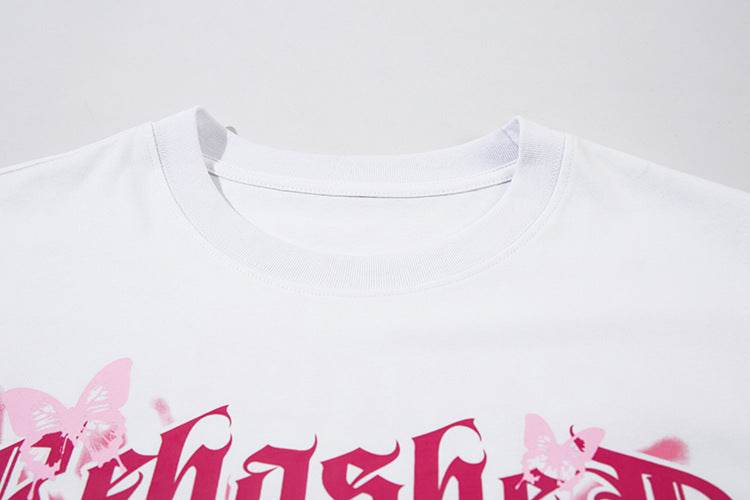 Butterfly Printed Short Sleeve T-shirt For Women MuddyStock