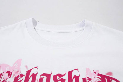 Butterfly Printed Short Sleeve T-shirt For Women MuddyStock