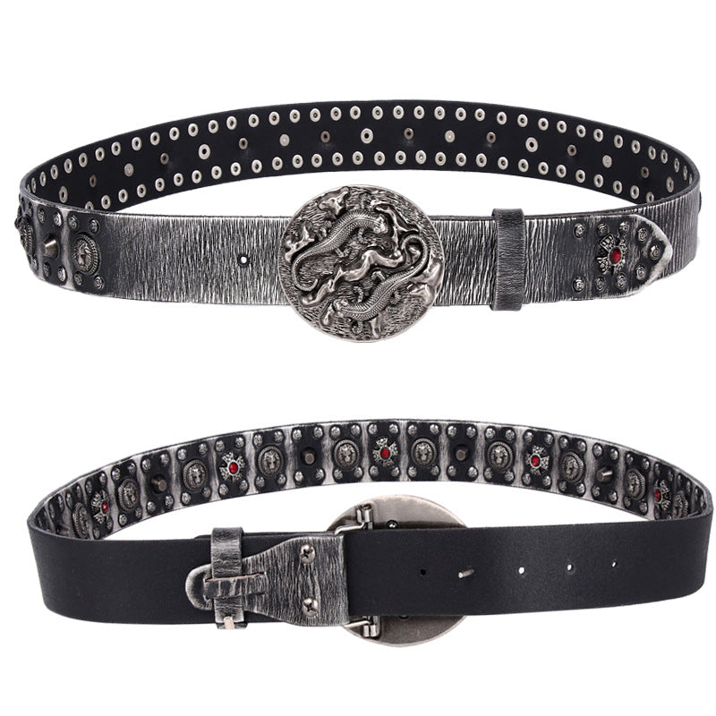 Punk Rivet Men's Leather Belt