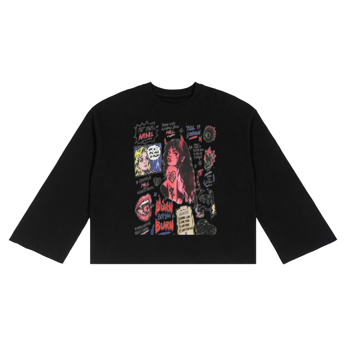 Unisex Waffle Raw Edge T-Shirt | MuddyStock Originals Black