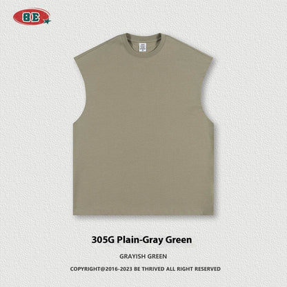 Sleeveless Ins Loose Street Sports Vest Gray Green MuddyStock