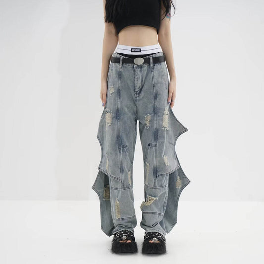 Washed Loose Straight Jeans For Women MuddyStock