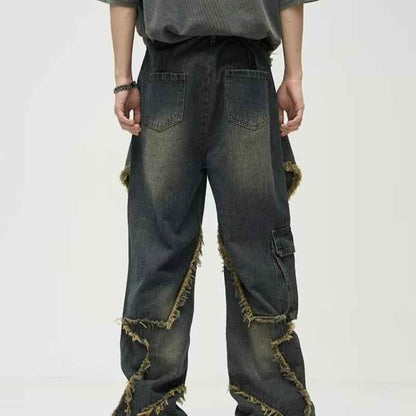 Retro Straight Loose Wide-leg Workwear Jeans For Men And Women MuddyStock