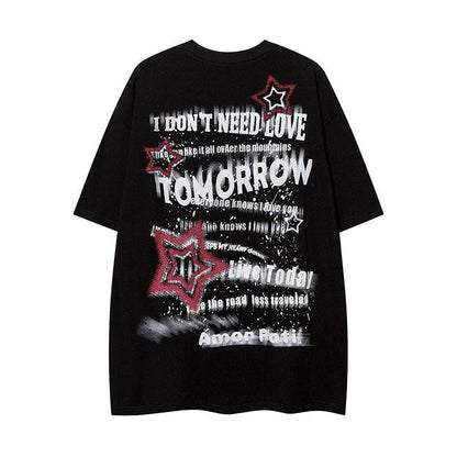 Fashion Five-pointed Star Letter Short Sleeve For Men And Women MuddyStock