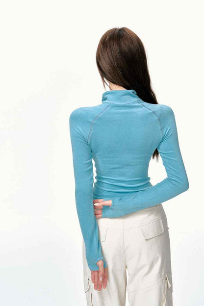 American Fashion Bottoming Zip Up Top For Women MuddyStock