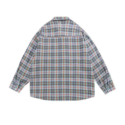 American Casual Retro Plaid Shirt For Men null