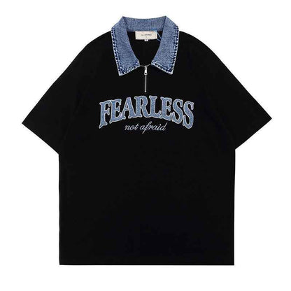 Letter Patch Short-sleeved T-shirt For Men And Women MuddyStock