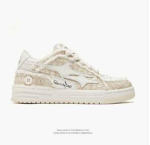 Korean Style Casual Breathable Sneakers For Men And Women Apricot 40 Male null