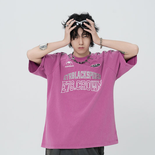 Men's Letter Embroidered Short-sleeved T-shirt