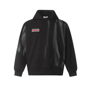 Spray Painting Dirty Hooded Loose Sweater Men Black