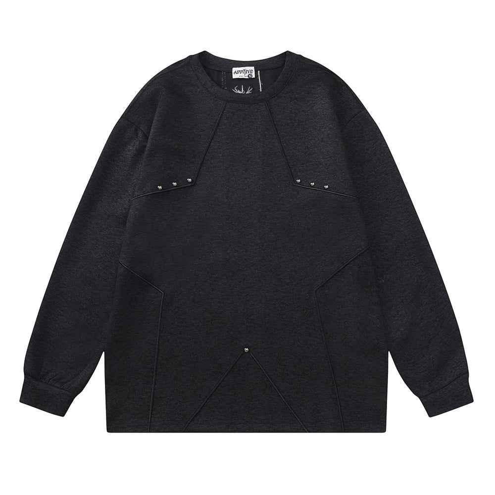 Loose Round Neck Sweashirt For Men Black null