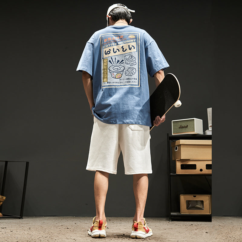 Print On The Back Of Japanese Trend T-shirts Blue