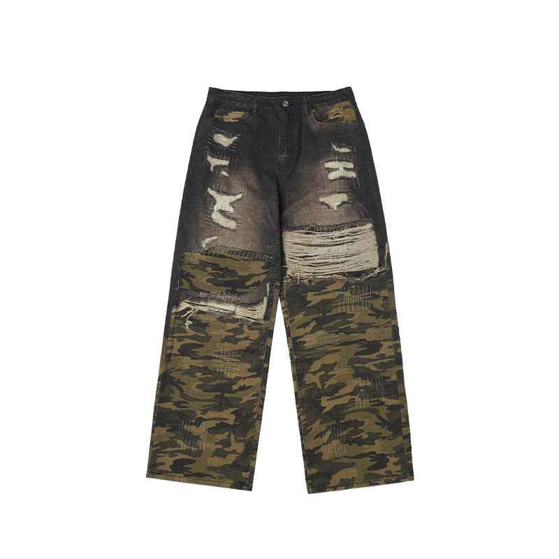 Cat Beard Stitching Digital Printing Jeans For Men And Women Picture Color MuddyStock