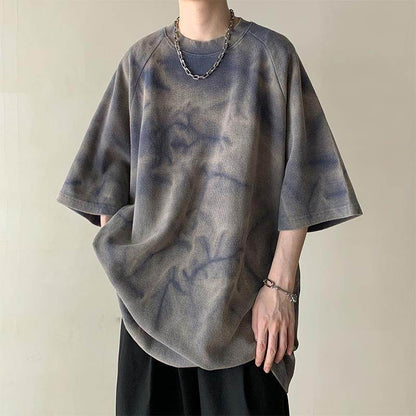 Retro T-Shirt Trendy Loose Men Purple MuddyStock