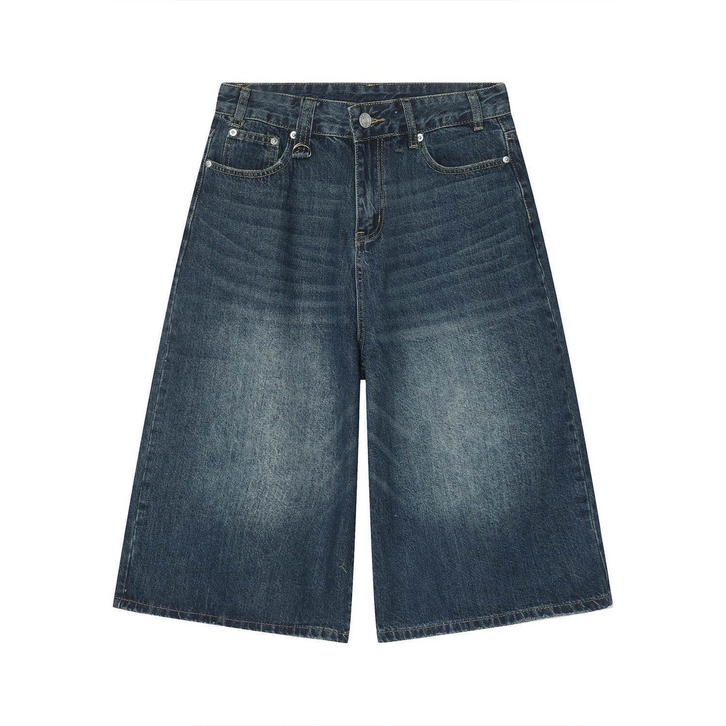 Retro Distressed Flared Cropped Pants For Men And Women Dark Blue MuddyStock
