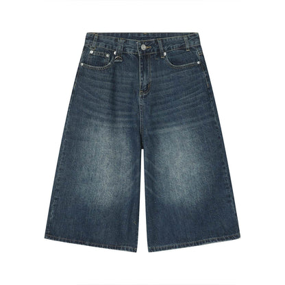 Retro Distressed Flared Cropped Pants For Men And Women Dark Blue MuddyStock