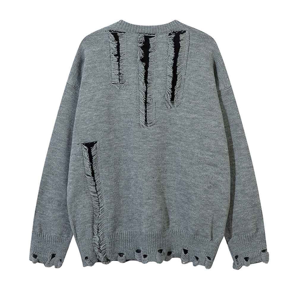 Irregular Damaged Cat Beard Round Neck Sweater For Men And Women MuddyStock All Products