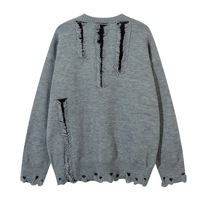 Irregular Damaged Cat Beard Round Neck Sweater For Men And Women MuddyStock All Products
