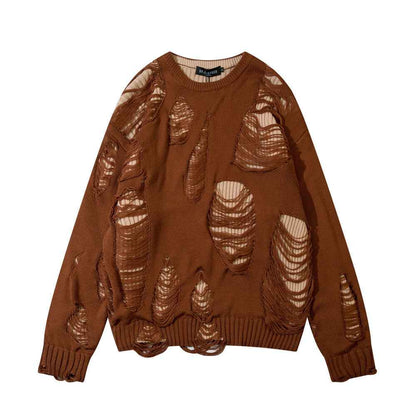 Relaxed Slouchy Round Neck Long Sleeve Sweater For Men And Women Rust red null