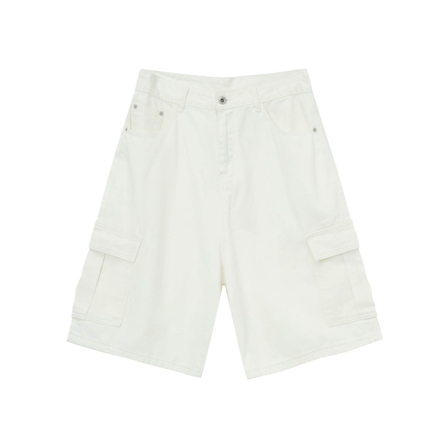 Straight Wide-leg Denim Shorts For Men And Women Beige MuddyStock