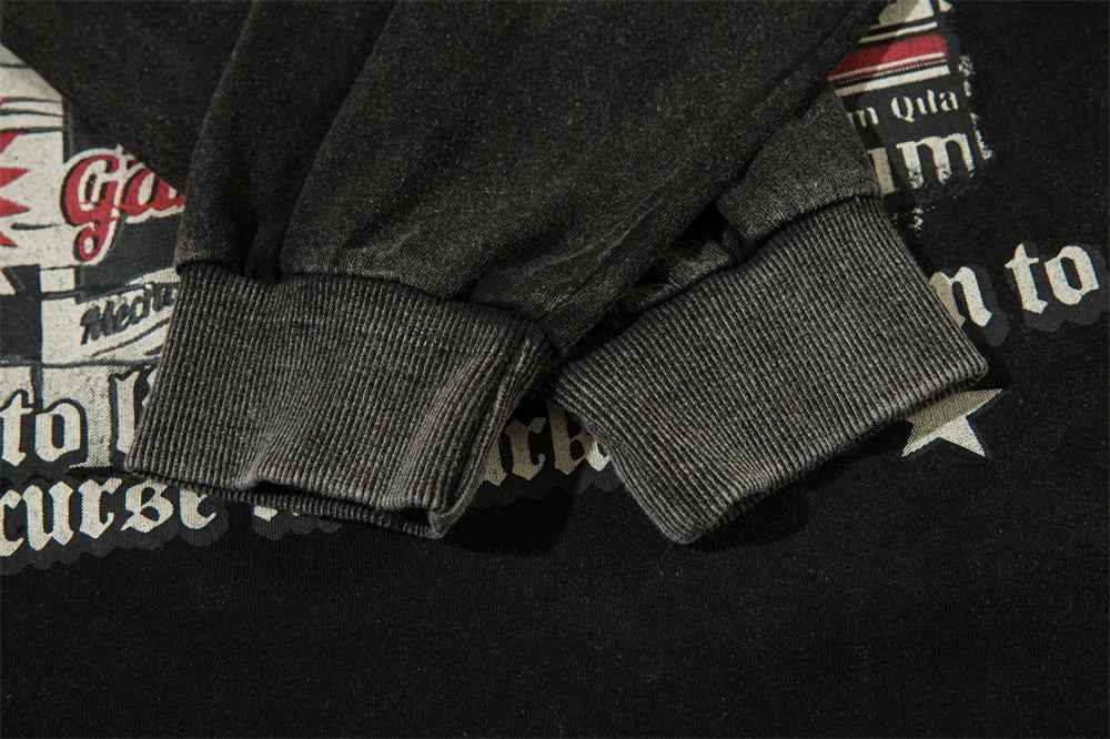 Cotton Washed And Worn Loose Long Sleeve Crew Neck T-shirt For Women null