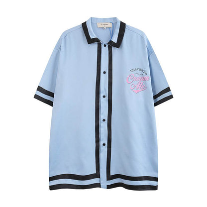 Letter Print Short-sleeved Shirt For Women MuddyStock