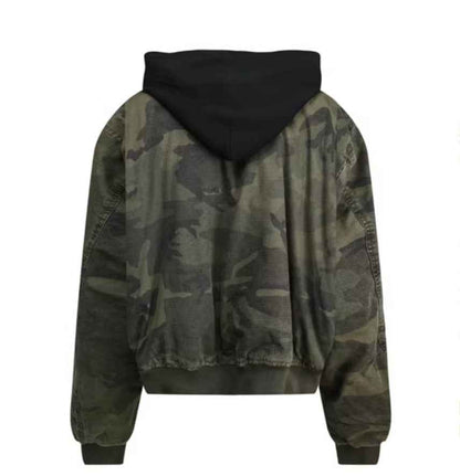 Leisure Washed-out Distressed Camouflage Fake Two-piece Cotton-padded Jacket For Men And Women MuddyStock