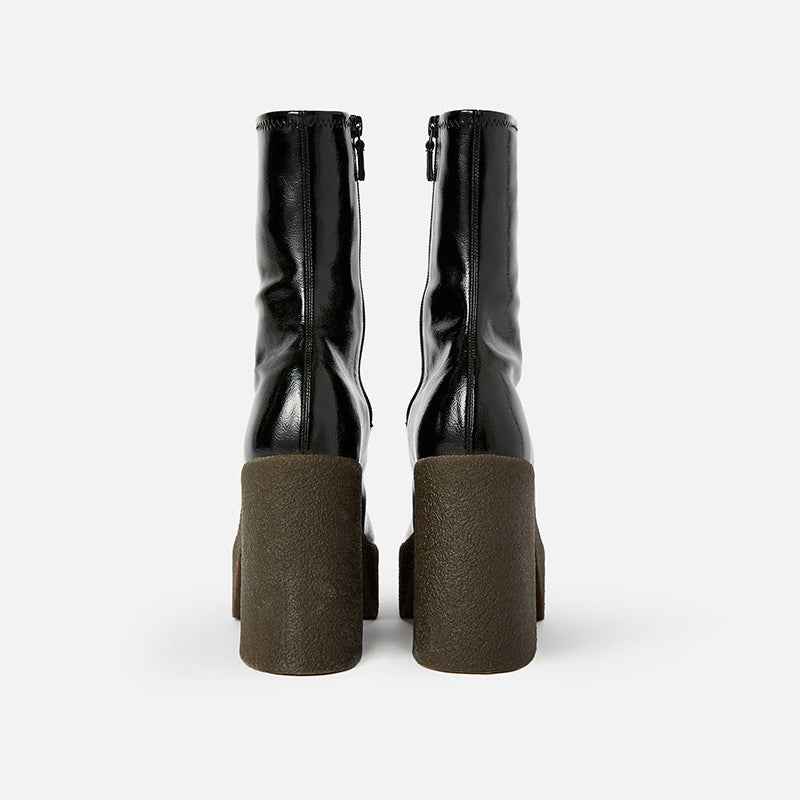 Square Toe Platform Platform High Heel Boots For Women Black