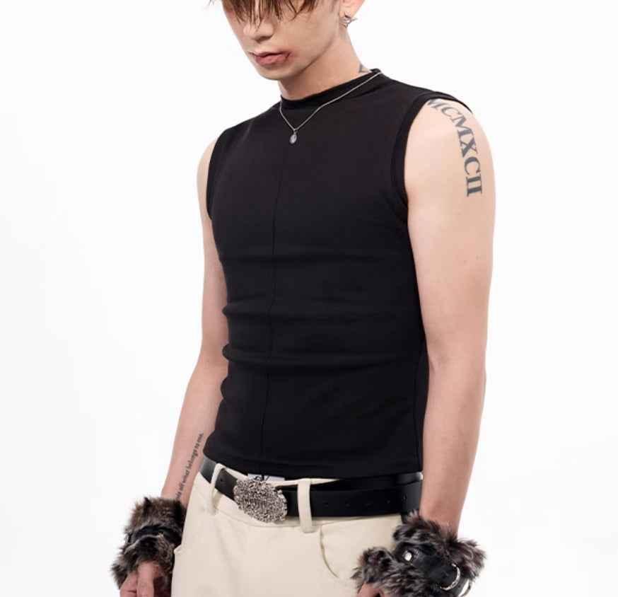 Slim-fit Stretch Waistcoat V-neck Sleeveless T-shirt For Men null