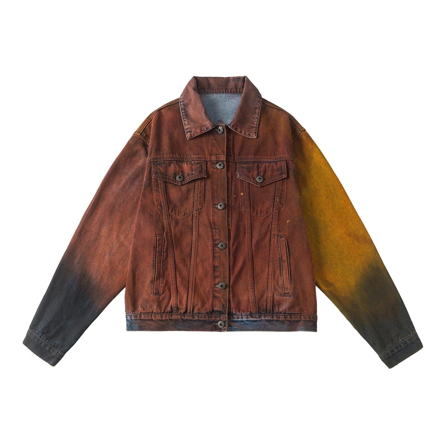 American Retro Loose Wash Denim Jacket For Women Brown All Products