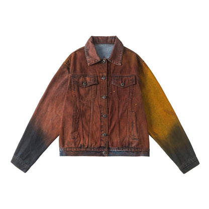 American Retro Loose Wash Denim Jacket For Women Brown All Products