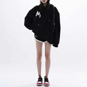 Women's Design M Foam Letters Hoodie Black