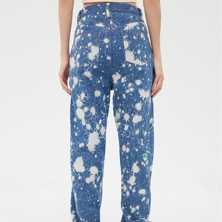 Women's Tie Dye Wash Printed Straight Fit Jeans All Products