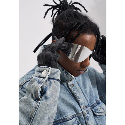 Washed And Worn Mixed Cotton Loose Thickened Denim Jacket For Men null