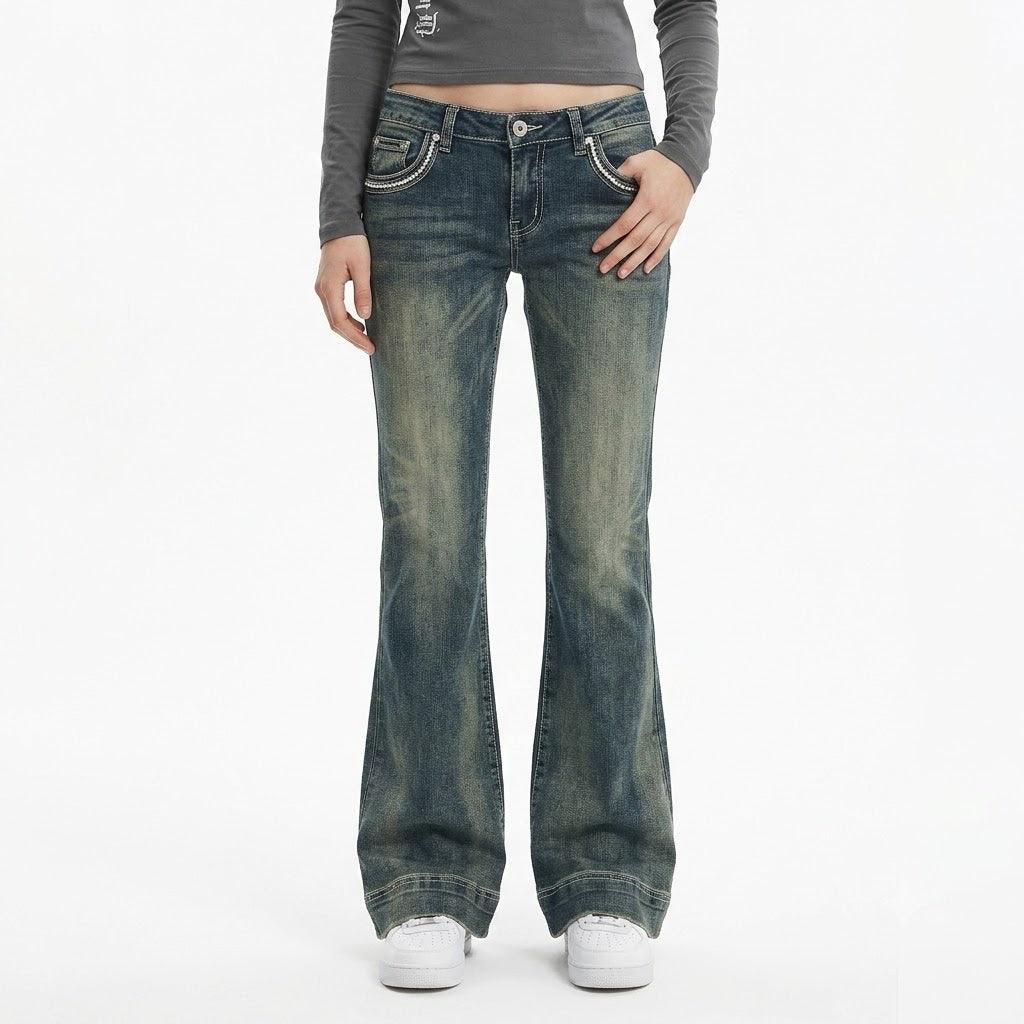 Washed Blue Flared Jeans for Women | MuddyStock Originals