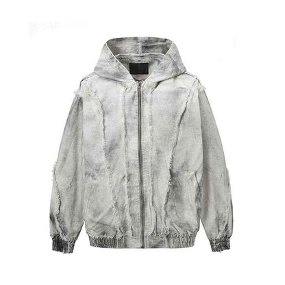 Deconstructing Stitching Edging Dirty Hoodie For Men White null