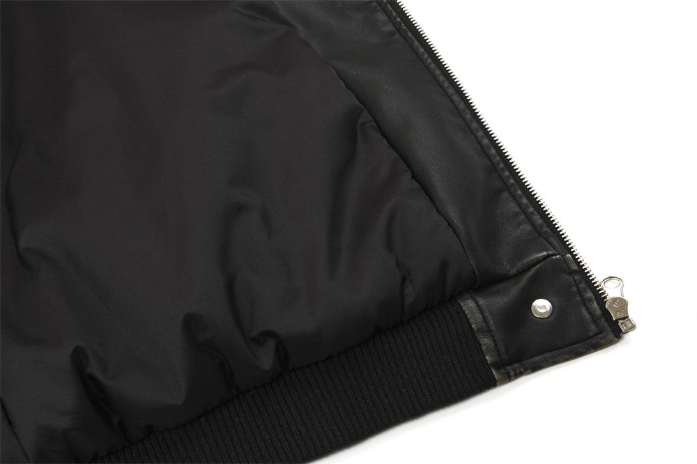 Distressed PU Leather Jacket For Men