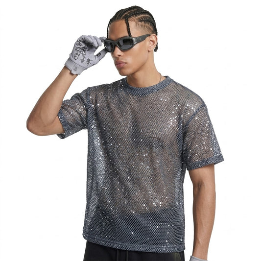 See-through Mesh Short-sleeved T-shirt For Men